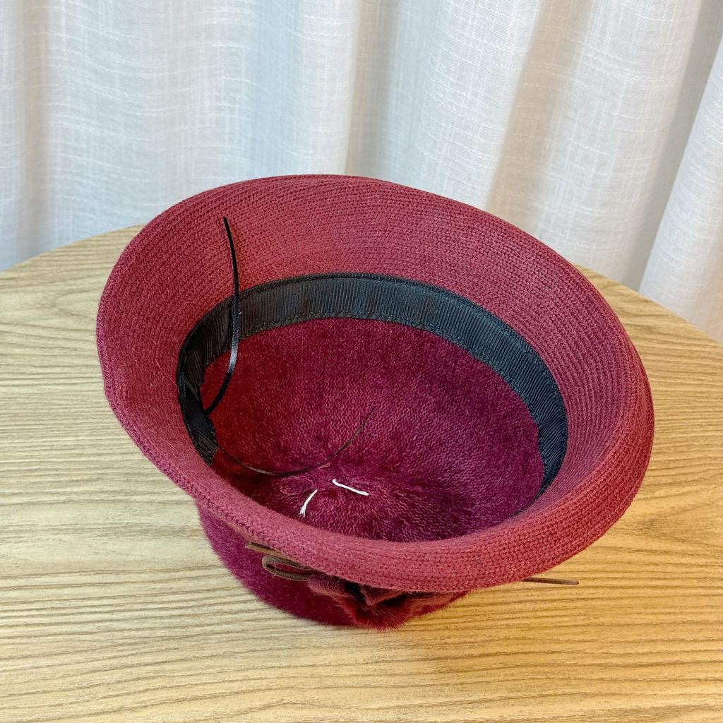 Hat Female Autumn and Winter Pick-up Mink Basin Hat Middle-aged and Elderly Mother Elegant Top Hat Fashion Flower Hairball Fisherman Hat
