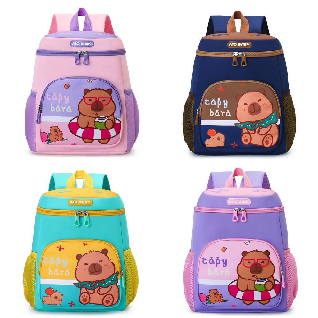 Capybara Space Childrens Backpack With Lightweight Nylon And Color Block Style For Kindergarten Students