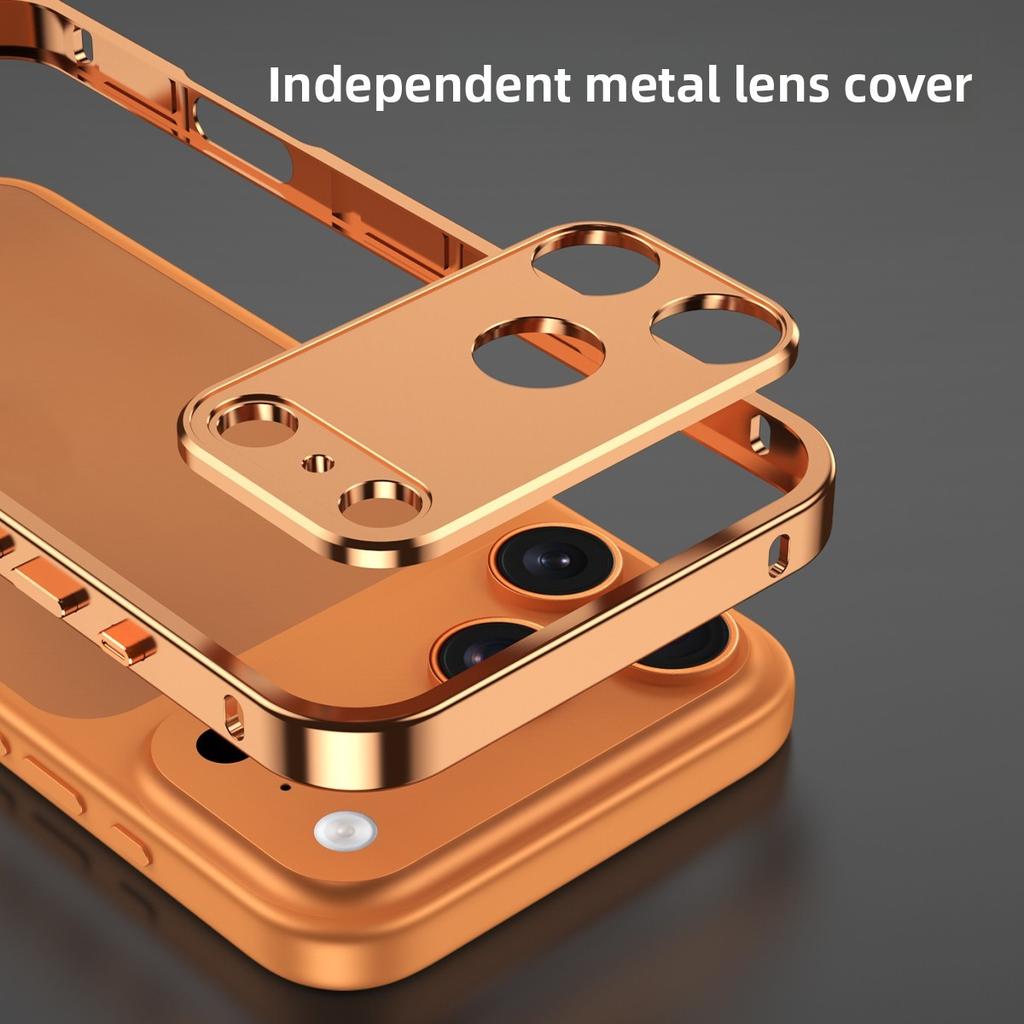 Best Selling Products Aluminum Metal Frame Phone Case for iPhone 17 Pro Max Mobile Accessories Lens Protective Orange Antishock