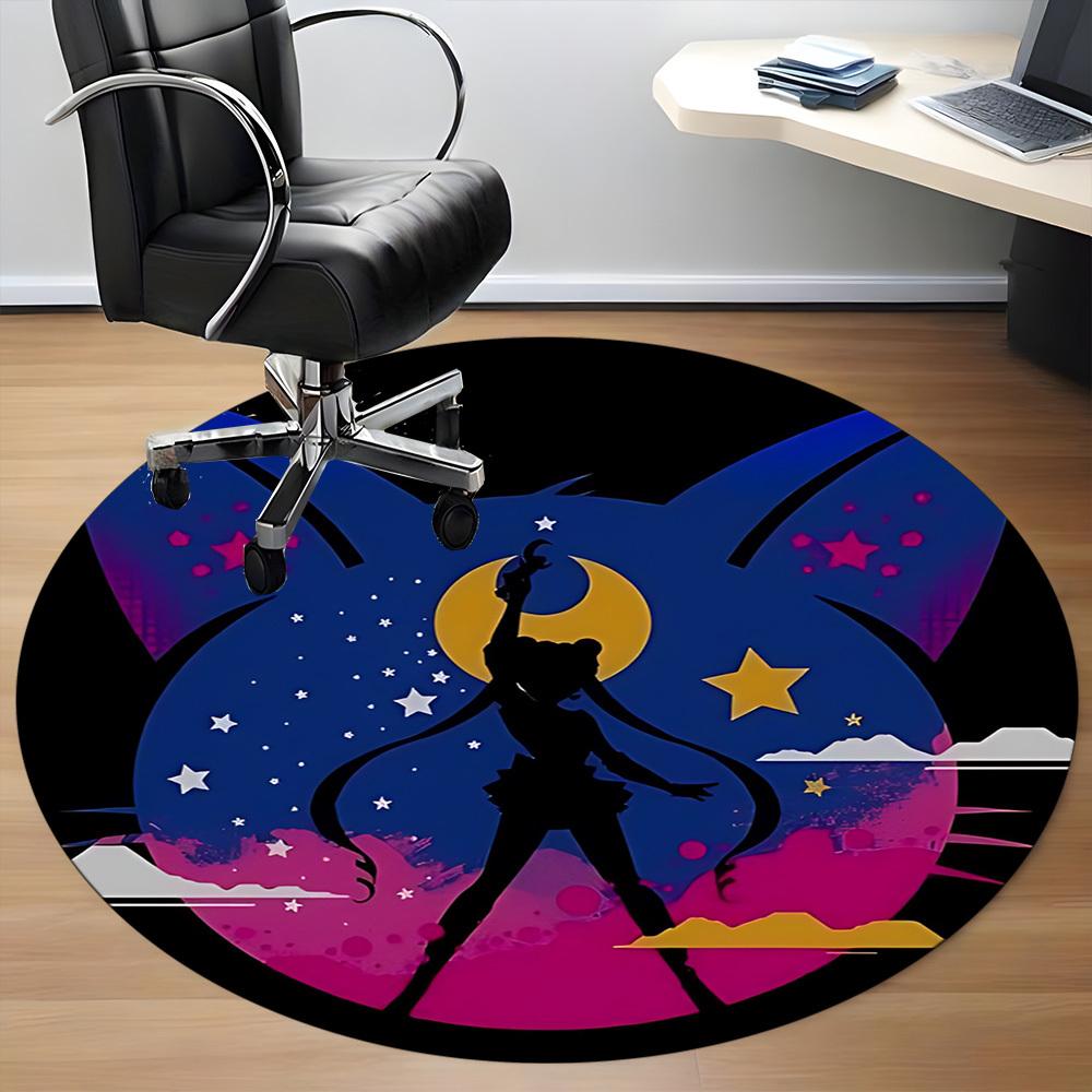 1pc Sailor Moon Eternal Office Round Area Rug, Indoor Mat Suitable For Office, Under Office Chairs Bedroom Living Room Home Decor, Room Deco