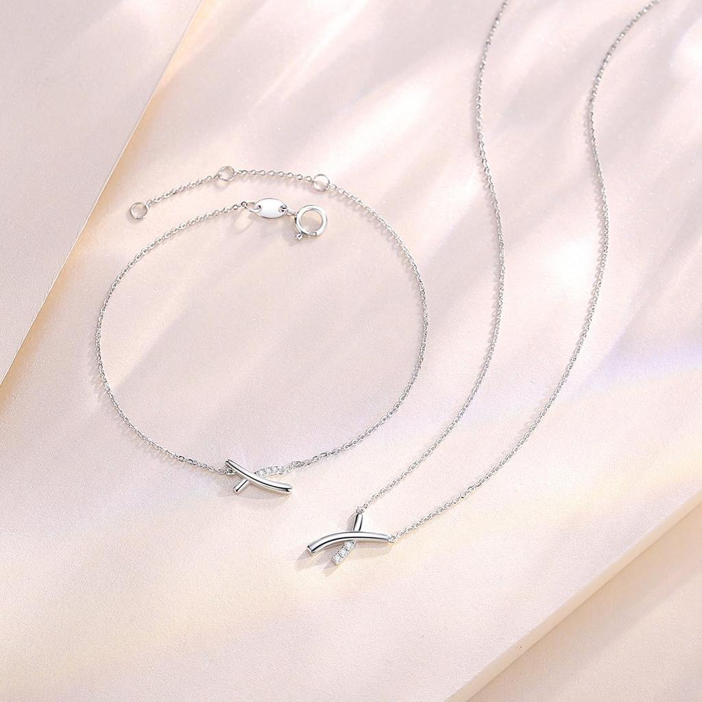 FANCIME Diamond Platinum Bracelet for X Cross Natural Stone Gift Wrapping Included Women, PT950, Motif, Jewelry, Mother's Day, Christmas, Anniversary,