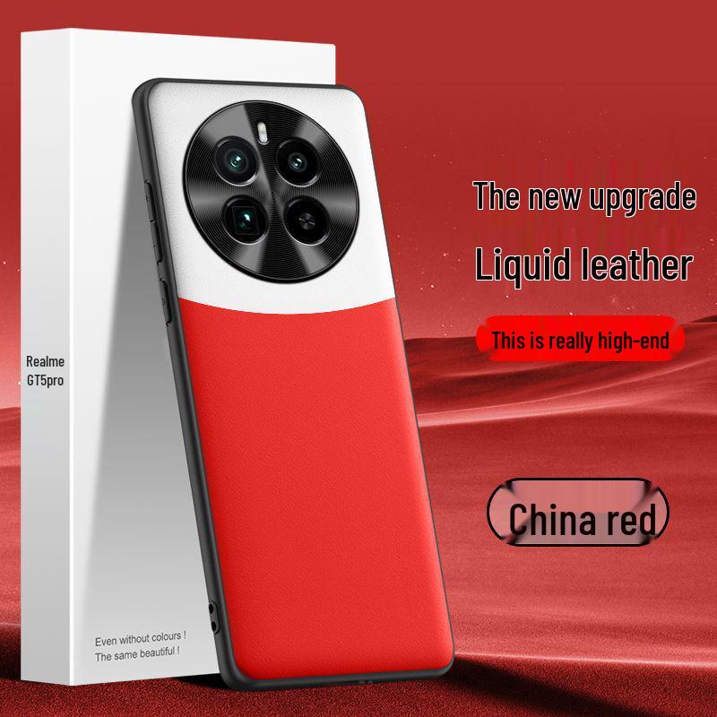 

Чехол из жидкой кожи для Realme GT5 Pro: Защитный чехол от падений и обрастания. Доступно для индивидуальной покупки. Realme GT5 Pro красный/белый