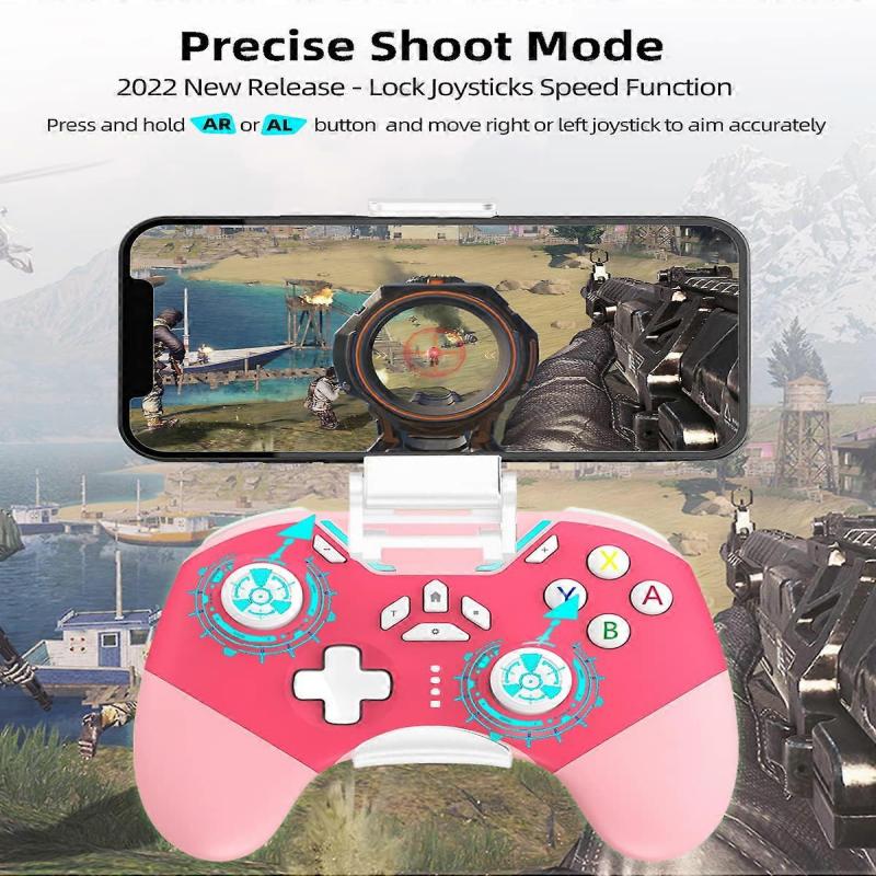 Bluetooth Controller for Switch/PC/iPhone/Android/Apple Arcade MFi Games/TV/Steam, Pro Wireless Game Controller(Pink)