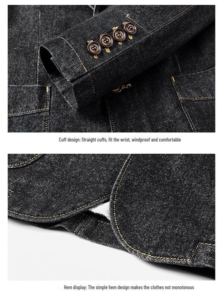 Men's Urban Slim Fit Denim Lapel Jacket - Spring/Autumn Collection.