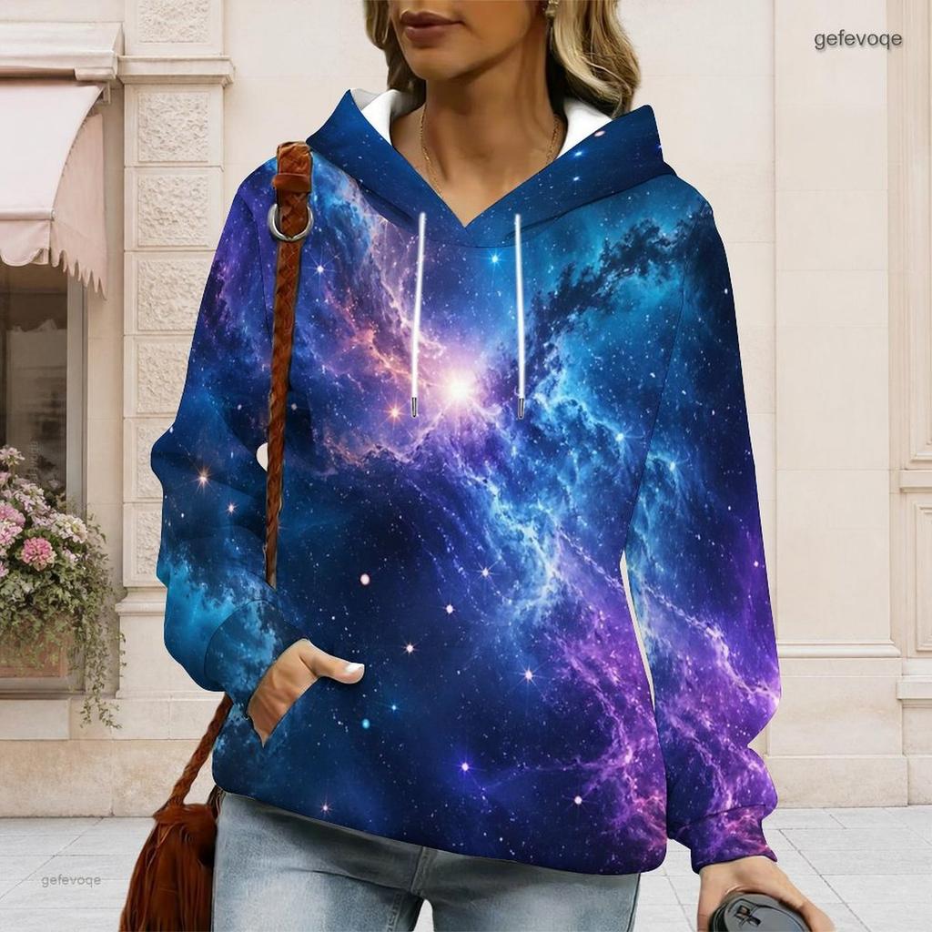 Womens Plus Size Hooded Sweatshirt White Drawstring Long Sleeve Loose Casual Fashion Daily Wear