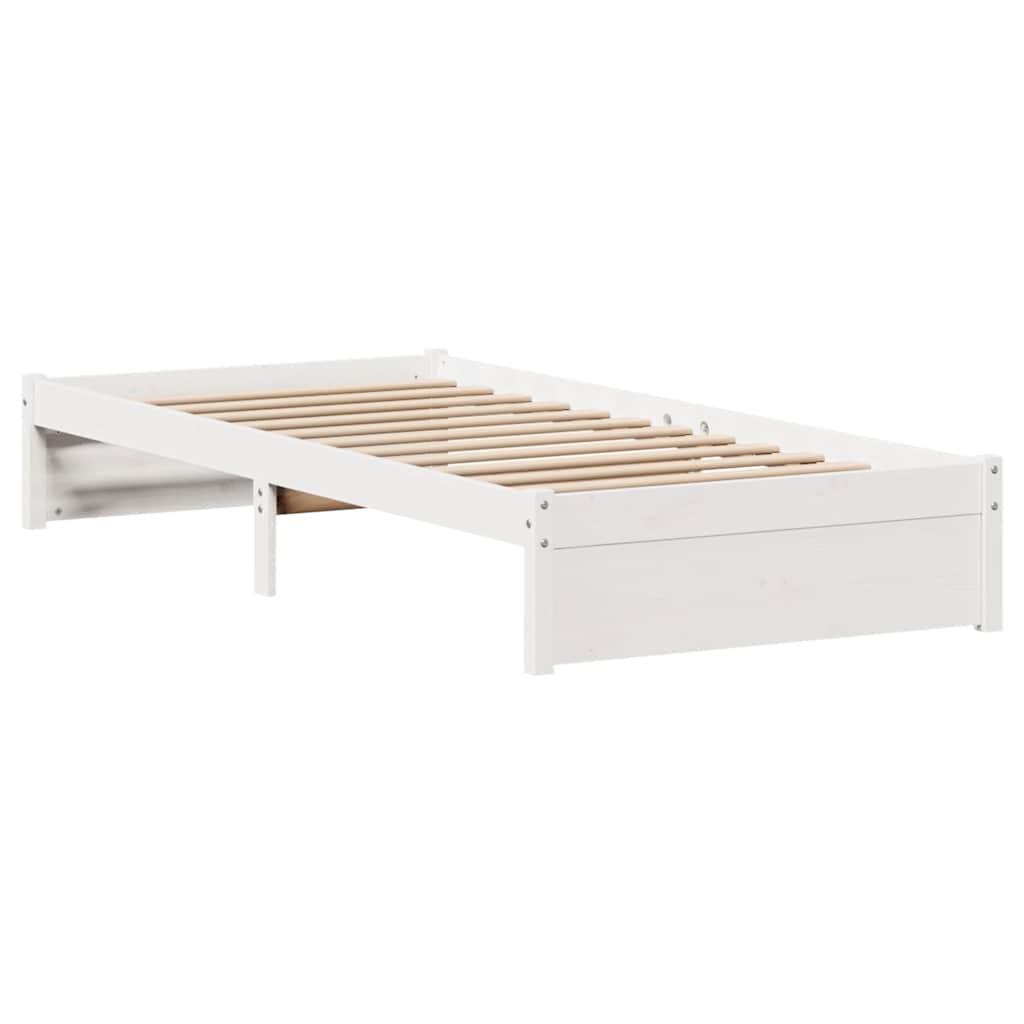 Solid Wood Bed without Mattress White 75x190 cm Pine Wood