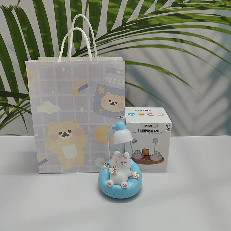 Soft Sleeping Cat Night Light: Adjustable 3-Level Eye Protection, Ideal for Bedside and Breastfeeding.