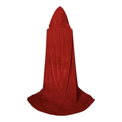 [SCGEHA] Velvet-like Cape with Hood, Cosplay, Halloween, 130cm, 150cm, 170cm, Black, Purple, Red, Dark Green, Glossy (Red, 170cm)