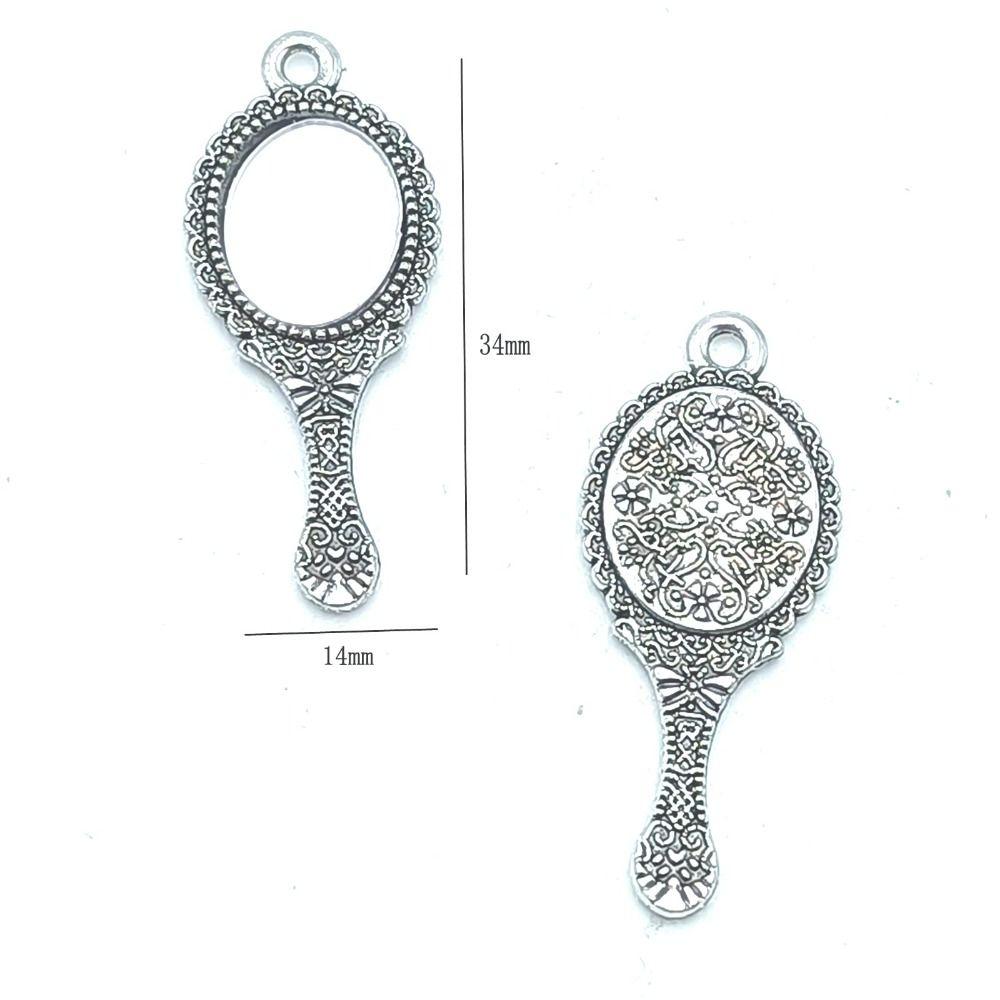 10pcs Mirror Mirror Pendant Charms 34x14mm Antique Silver Charms Alloy Pendant Charms  Necklace