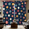 2pcs Modern Window Curtains - Semi-Sheer Light Filtering Privacy Drapes with Dark Blue Background & Multicolor Dot Pattern