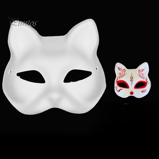 2/3/5/6/10/12/20 ks DIY masky na kočičí obličej Jednobarevný DIY ručně malovaný karnevalový ples Maškarní Halloweenský kostým Polštář na obličej ve tvaru zvířete