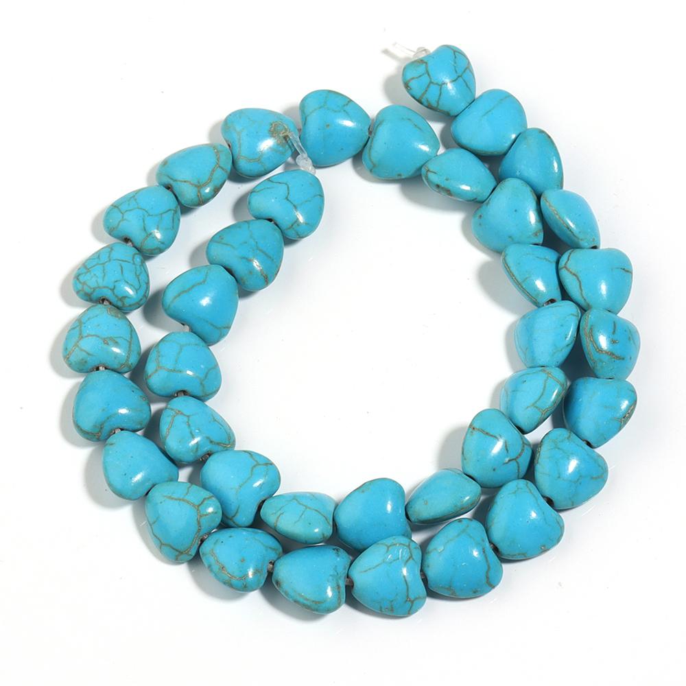 

1String Multisize Natural Stone Beads Charm Heart Shaped Spacer Turquoise Beads For DIY Bracelet Necklace Jewelry Accessories 8x8mm About48Pcs синий