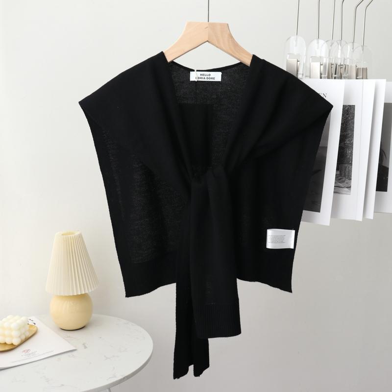 

Korean Summer Air Conditioning Fake Collar Neck Guard Scarf Female Knit Thin Autumn Knotted Cape Sunscreen Shawl For Women
