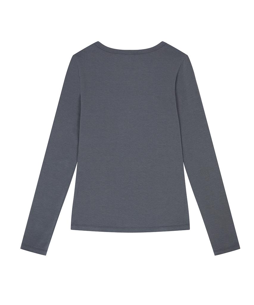 LUVISTRUE El Henley Neck Sleeve Tee(Charcoal)