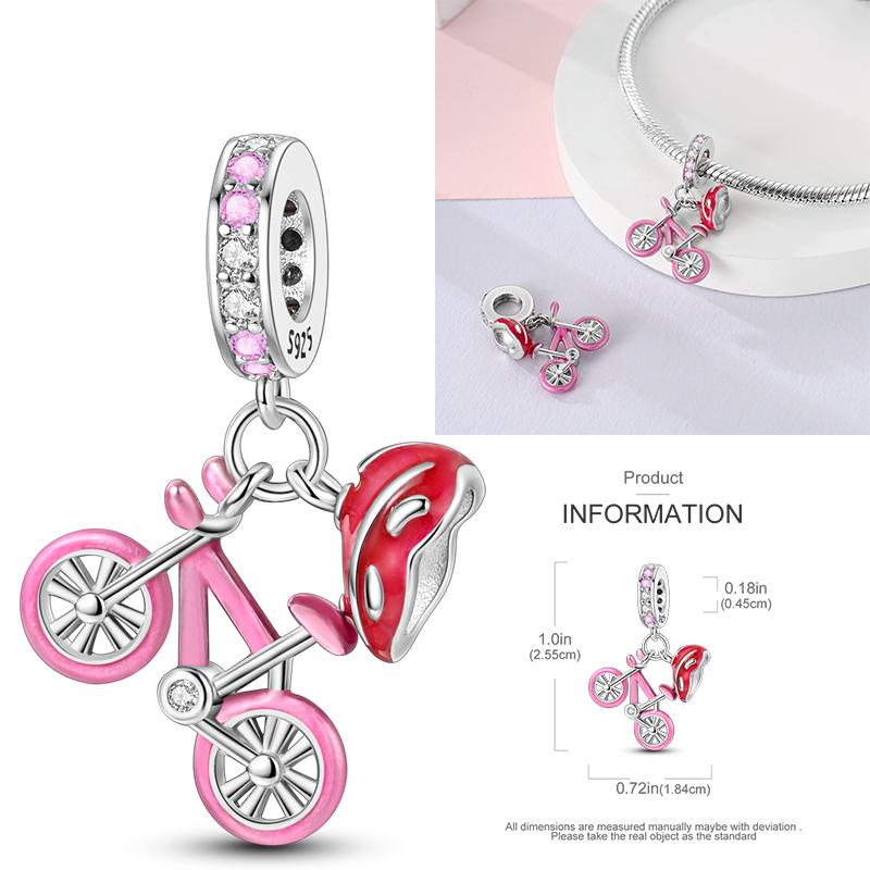 New Copper Charms Beads Pink Series Perfume Cake Princess Skirt Pendant Fit Original Bracelet Diy Jewelry Gifts