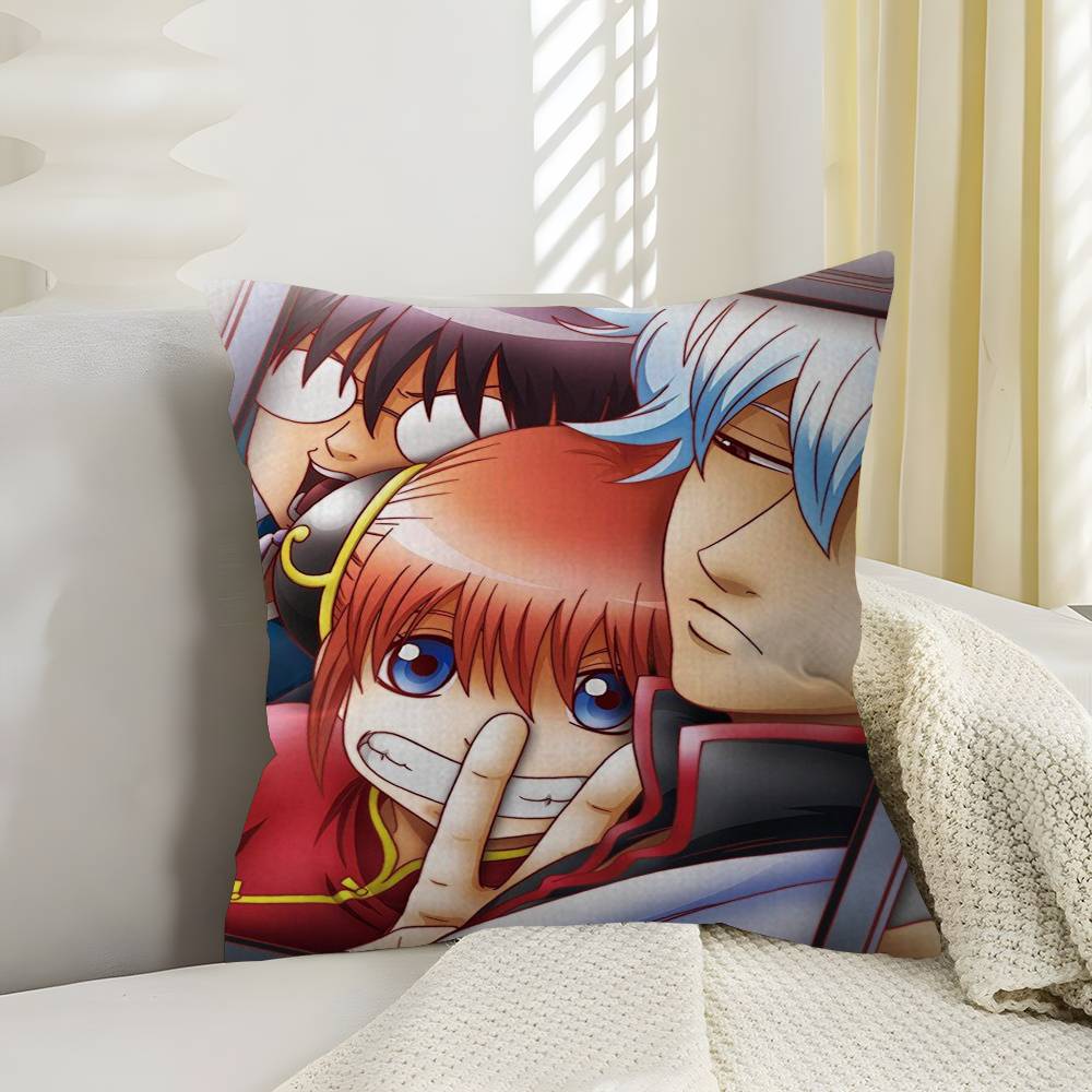 Classic funny Japanese anime GINTAMA Cushion Cover Inches Farmhouse Decor Home Throw Pillow Covers for Couch Decorations