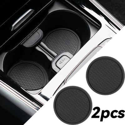 2PCS Universal Black Auto Auto Tasse Halter Einsatz Coaster Anti-slip Pad Matten Für VW Honda Volvo Tesla Toyota BMW Zubehör