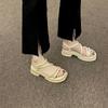 Super soft middle heel sandals women's summer new beach temperament versatile casual fashion Roman women's shoes