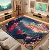 Floral Garden Theme Crystal Velvet Floor Rug Personalized Custom Name Text Warm Carpet Home Decoration