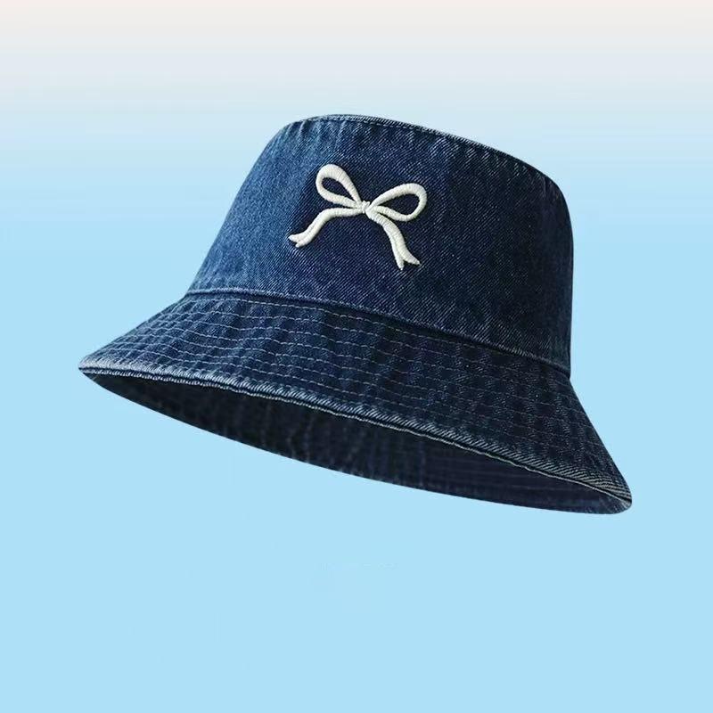 Fashion Washed Denim Bucket Hat For Women Retro Wide Brim Fisherman Cap Summer Outdoor Sun Hat