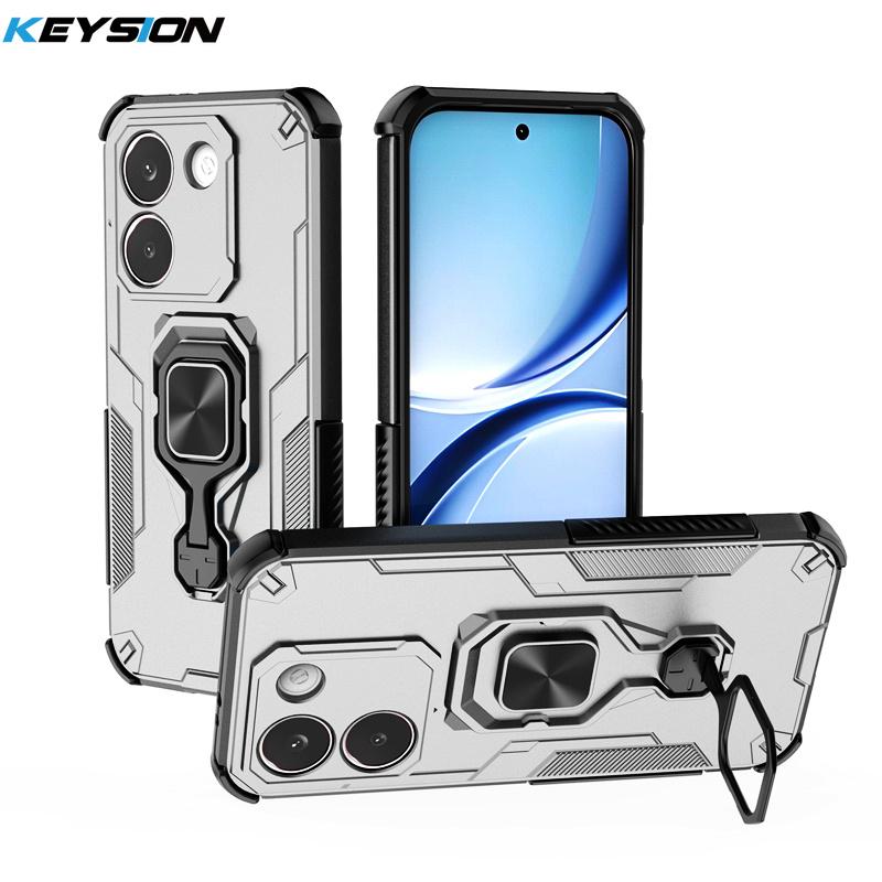 KEYSION Shockproof Armor Case for POCO X8 Pro Max Silicone+PC Upright Metal Live Ring Stand Phone Cover for Xiaomi POCO X8 Pro