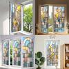 Geometric Window Privacy Film Stained Glass Style Privacy Protection Film Frosted Static Cling Waterproof Privacy Film for Bathroom Bedroom Kitchen