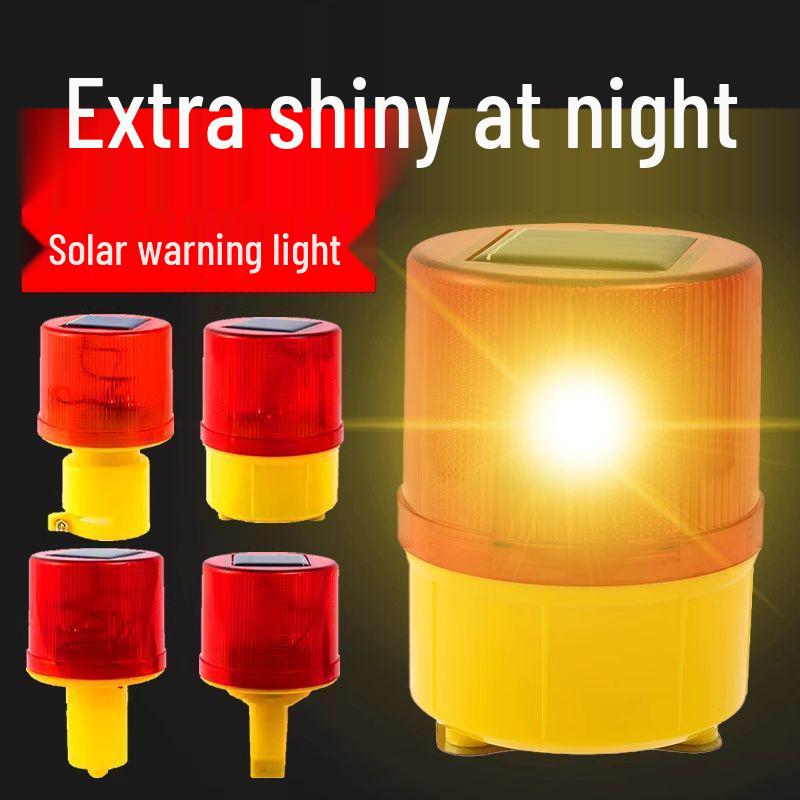 Solar-Powered Strobe Light with Magnetic Base for Construction and Traffic Safety