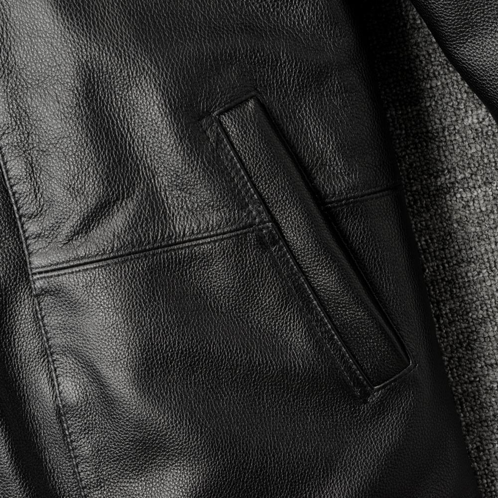 Casual Long Jacket Men Genuine Cow Leather Coat Classic Black Plus Size Jackets Men's Clothes Autumn Winter