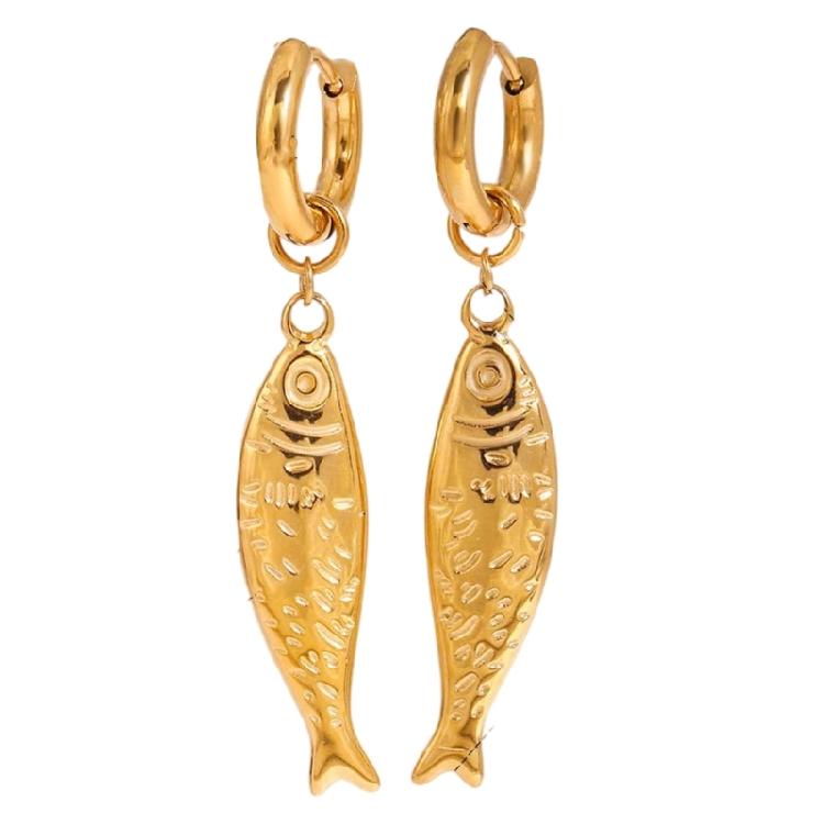 

Contemporary Stainless Steel Earrings/Necklace Oceanic Gold Fish Pendant Jewelry Handmade Accessory for women Girls