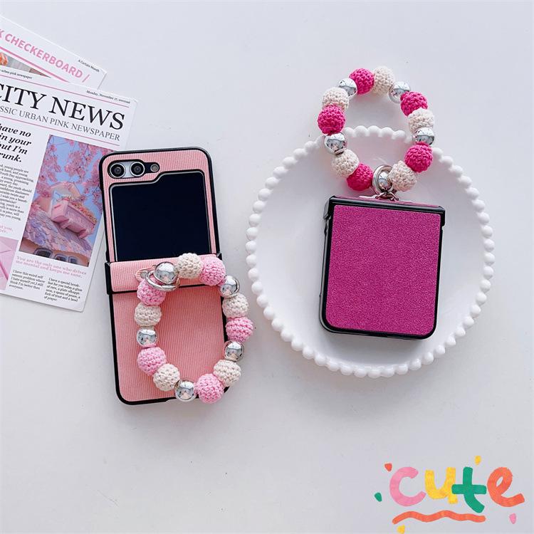 Applicable to Samsung ZFlip5 striped mobile phone leather case zflip4/3 cloth pattern portable anti-drop all-inclusive case protective case