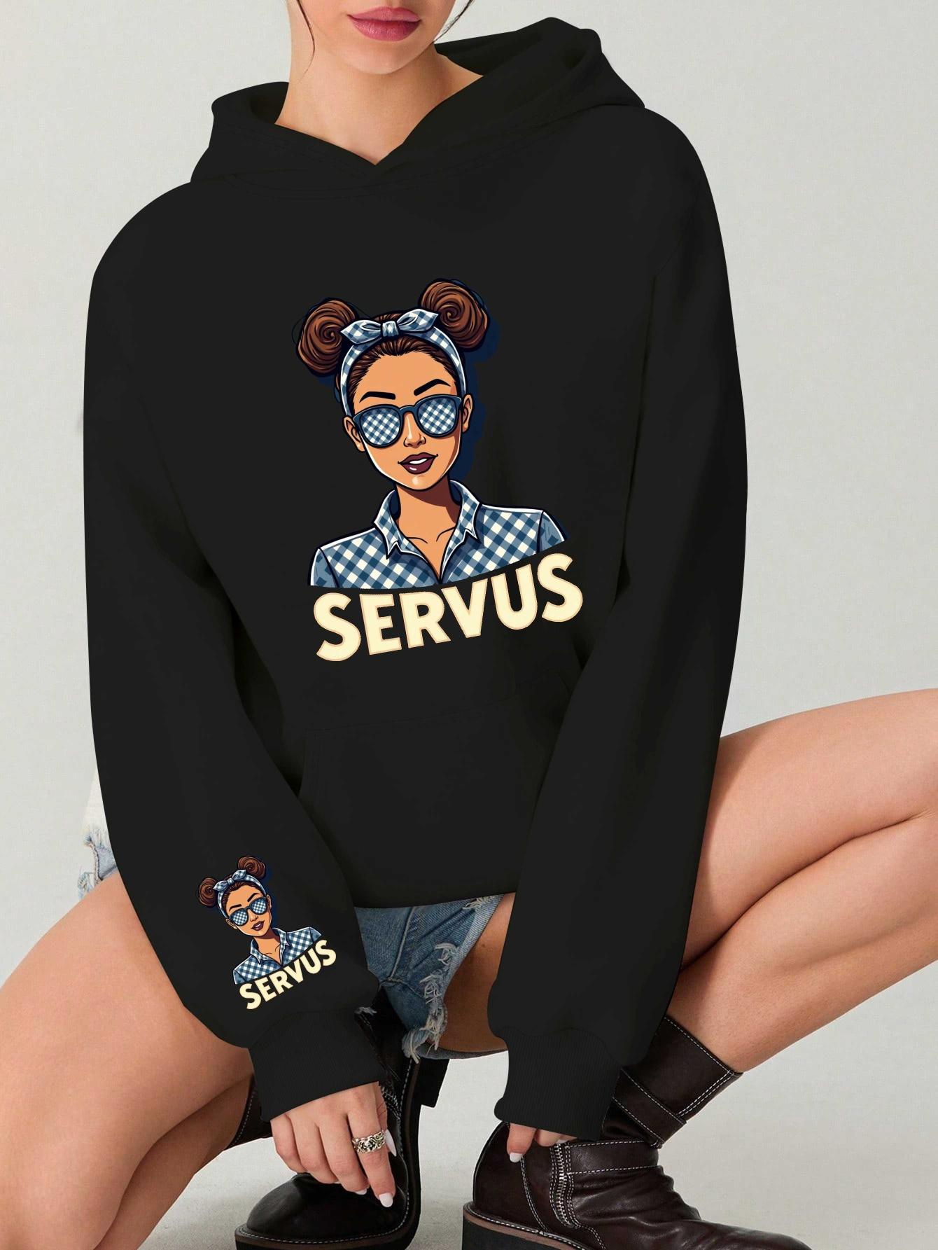 

Худи женские в баварском стиле с приветствием Servus XXL чёрный