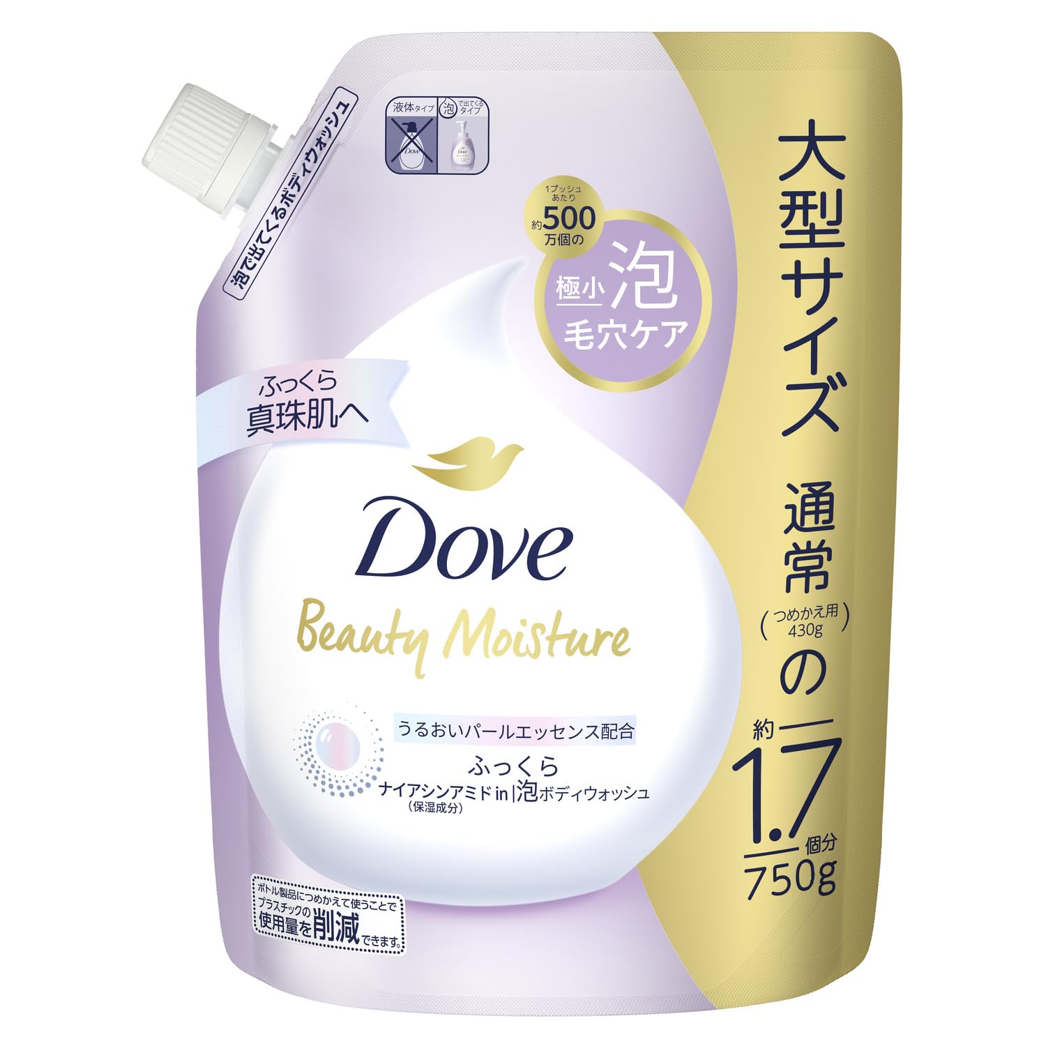 

Dove Beauty Moisture Body Soap, Fluffy Foaming Body Wash, Rose Bouquet Scent, Refill, Large Capacity, 750g