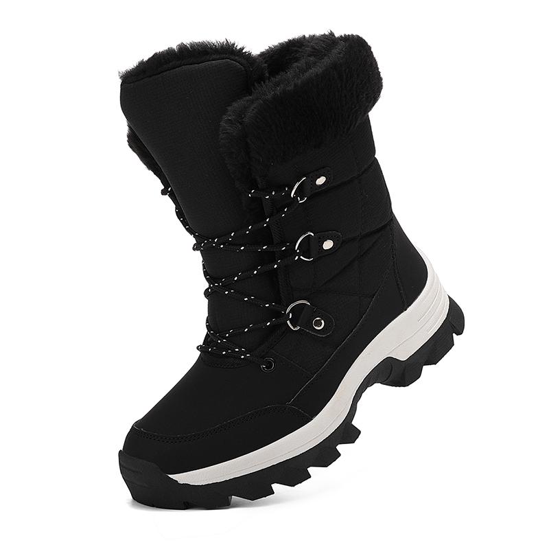 

36-42 Женские высокие хлопковые ботинки Ботинки Большого размера Уличные Нескользящие Водонепроницаемые Женские Зимние Ботинки 42 чёрный/белый