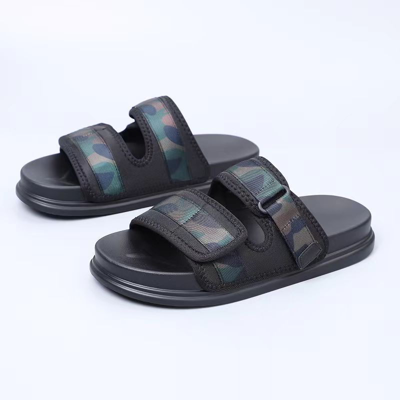 Men's Slippers Summer New Trendy Fashion Versatile One Word Drag Wear Soft Soled Beach Shoes Summer Men Sandals