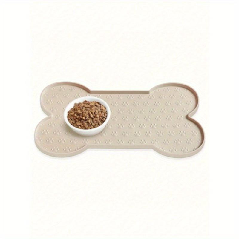 

1pc Bone Shape Placemat Dog Food Mat Anti-Slip Silicone Dog Bowl Mat Thicker Pet Placemat Waterproof Cat Feeder Pad Puppy Kitten Feeding Mats бежевый