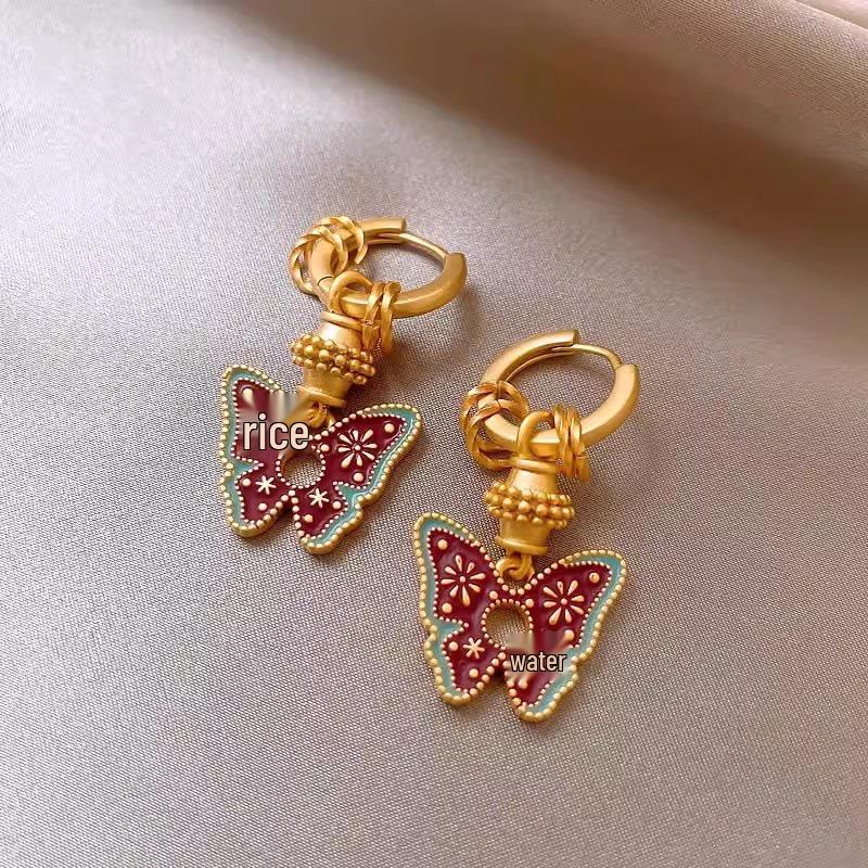 Manșete de urechi cu flori din email retro chinezesc: Cercei de lux cu zircon