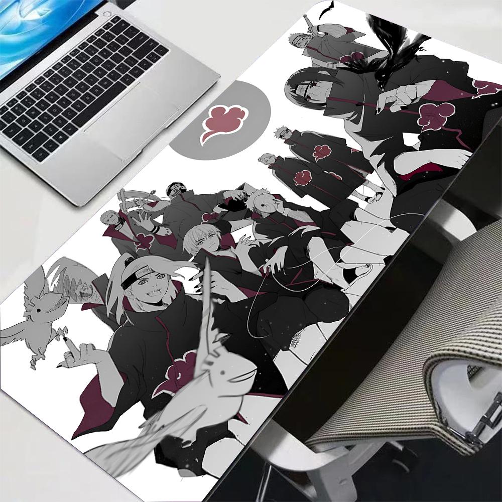 Cooles Schwarz Weiß Anime Mauspads XL Akatsuki Naruto Rutschfeste Tastatur Schreibtischmatte Wasserdicht Mondmuster Laptop Gamer Mauspads