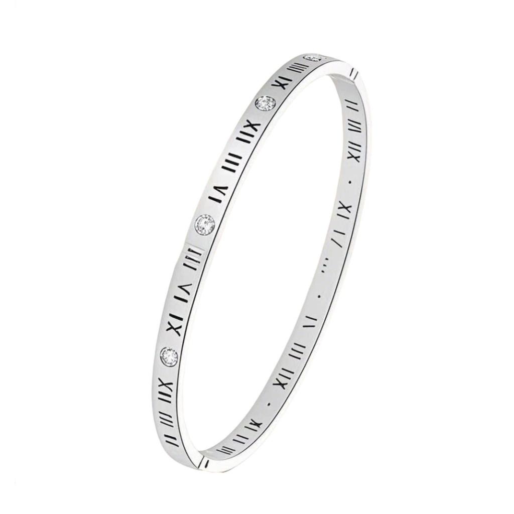 Roman Numeral Stainless Steel Bangle for Women Men Gold Color Bracelet Fashion Jewelry Accessories Gifts