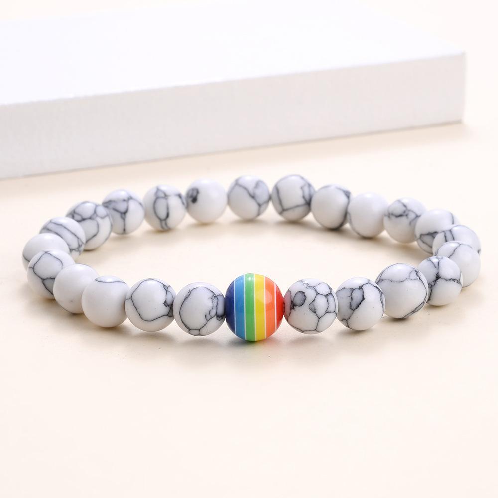 

Volcanic White Pine Wood Frosted Stone Tiger S Eye Rainbow Bead Bracelet, Suitable For Everyday Wear