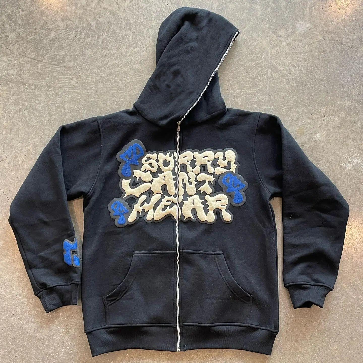 

Модный Европейско-Американский Уличный Стиль 2024 года Печатный Свободный Худи на Молнии с Капюшоном XL