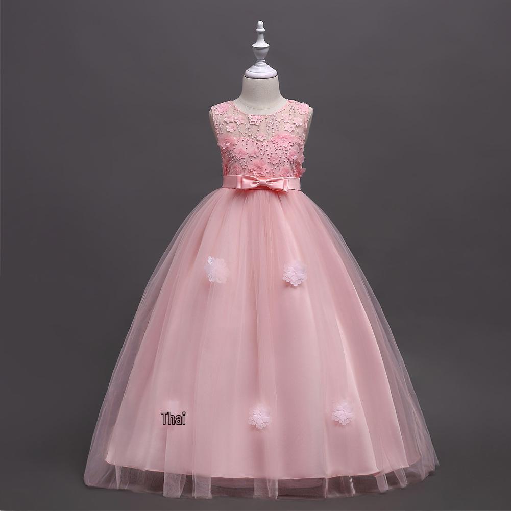 Dívčí dlouhé princeznovské šaty bez rukávů na večer, svatbu nebo ples