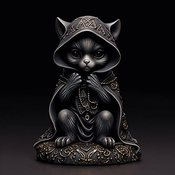 Charming Black Cat Wizard Resin Decorative Piece For Festive Home Accents