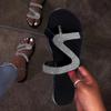 Slippers Wide Width Women Women'S Casual Solid Crystal Roman Plus-Size Flat Slippers Sandals Shoes Zapatos De Mujer