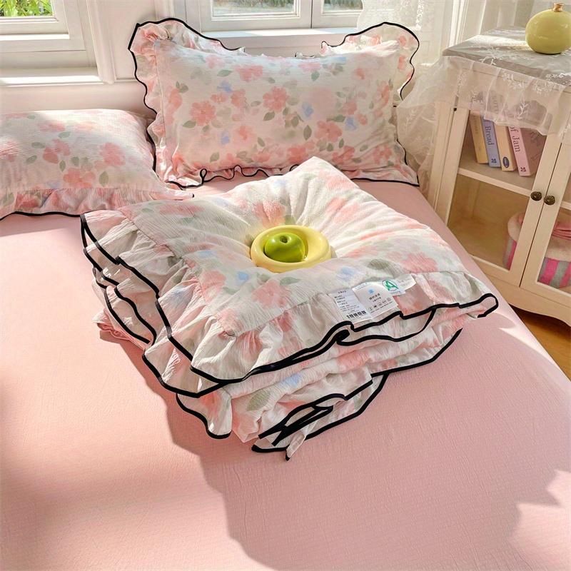 1pc Floral Summer Quilt - Lightweight, Breathable & Light Beige-Friendly Polyester Fabric for All Seasons