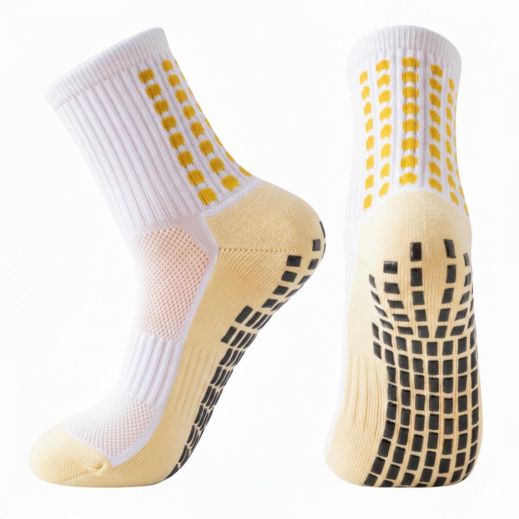 Unisex Anti-Slip Breathable Mid-Calf Football Socks with Moisture-Wicking Terry Sport Bottom