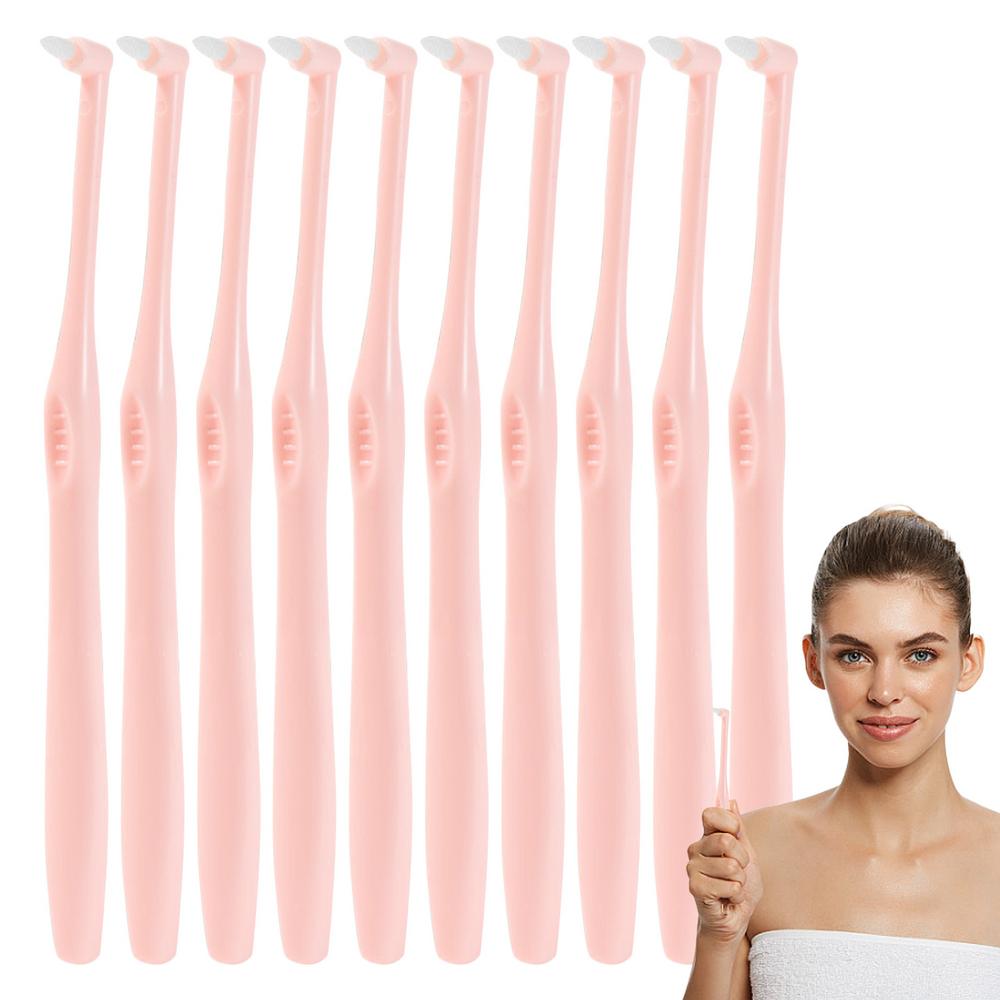 Trim Toothbrush 10pcs Orthodontic Tuft Toothbrush Rounded Brush Head Teeth Cleaning Tools For Irregular Teeth Someone Wearing