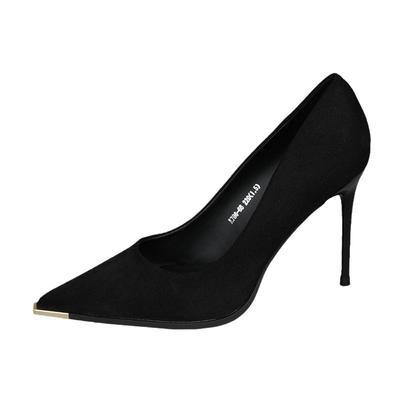 High Heeled Women's Suede Fashionable and Versatile Spring Banquet Thin Heeled Pointed Single Shoes