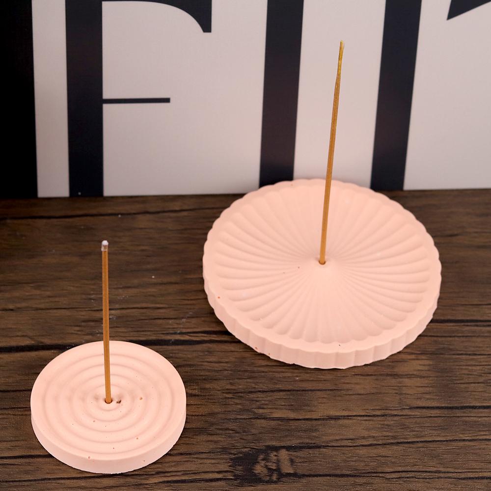 Incense Tray Silicone Mold Handmade DIY Round Pattern Incense Insert Stick Holder Cement Plaster Mould Crafts Making Home Decor