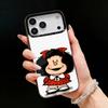 Cartoon M-Mafalda Niedliche Handyhülle Für iPhone17, 16,15,14,13,12 Pro Max Schwarzes Candy Matt Stoßfeste Hülle