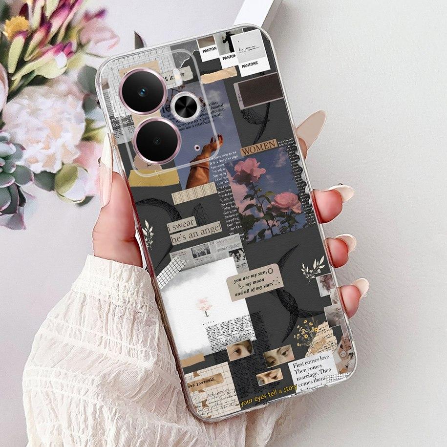 For Realme 14 5G Case Realme 14T Cover RMX5078 RMX5075 Shockproof Silicone Soft TPU Flower Bumper For Realme14 14 T Phone Shells